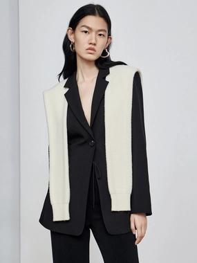 Trendy Must Have Splicing One Button Blazer
