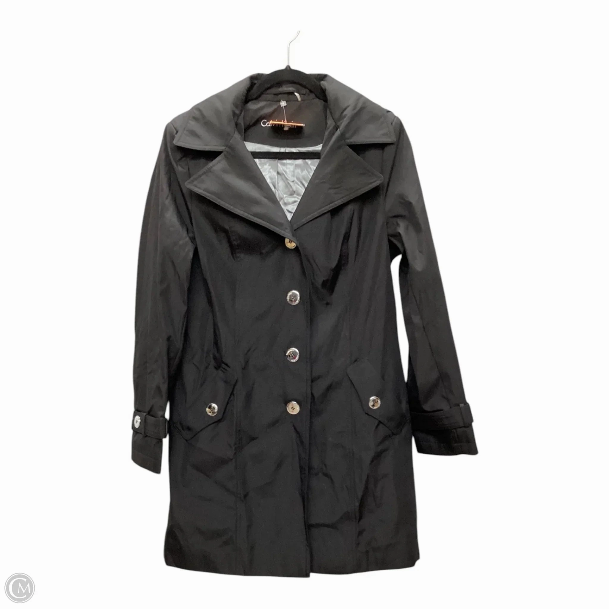 Coat Raincoat By Calvin Klein In Black, Size: S HypoallergenicMaterial Compact Design