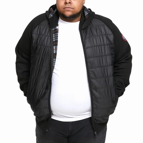 D555 Mens Neo Big & Tall Raglan Fleece Lined Quilted Jacket - Black Comfort Fit Urban Hike Style