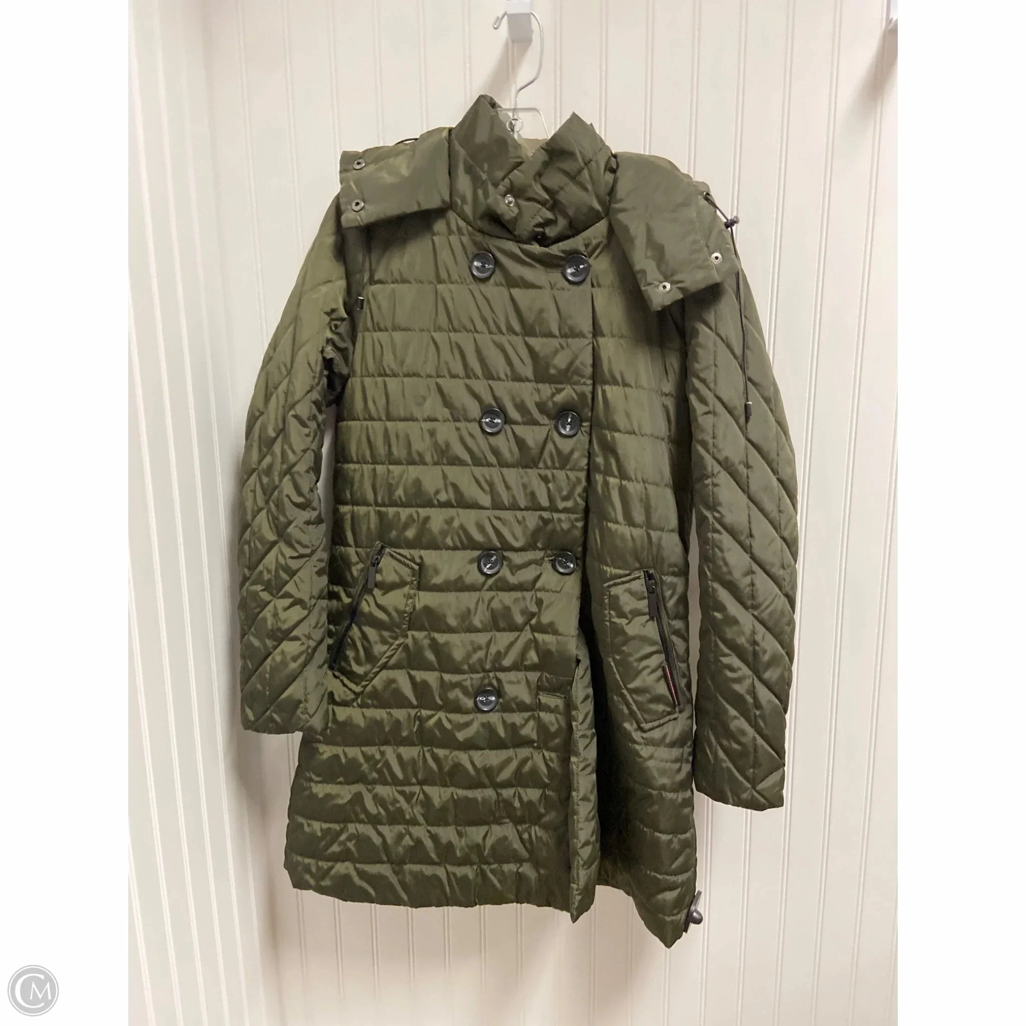 Packable Style Office Wear Coat Puffer & Quilted By French Connection In Green, Size: M