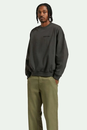Embroidered Heavy Weight Crew Washed Black Ergonomic Seams