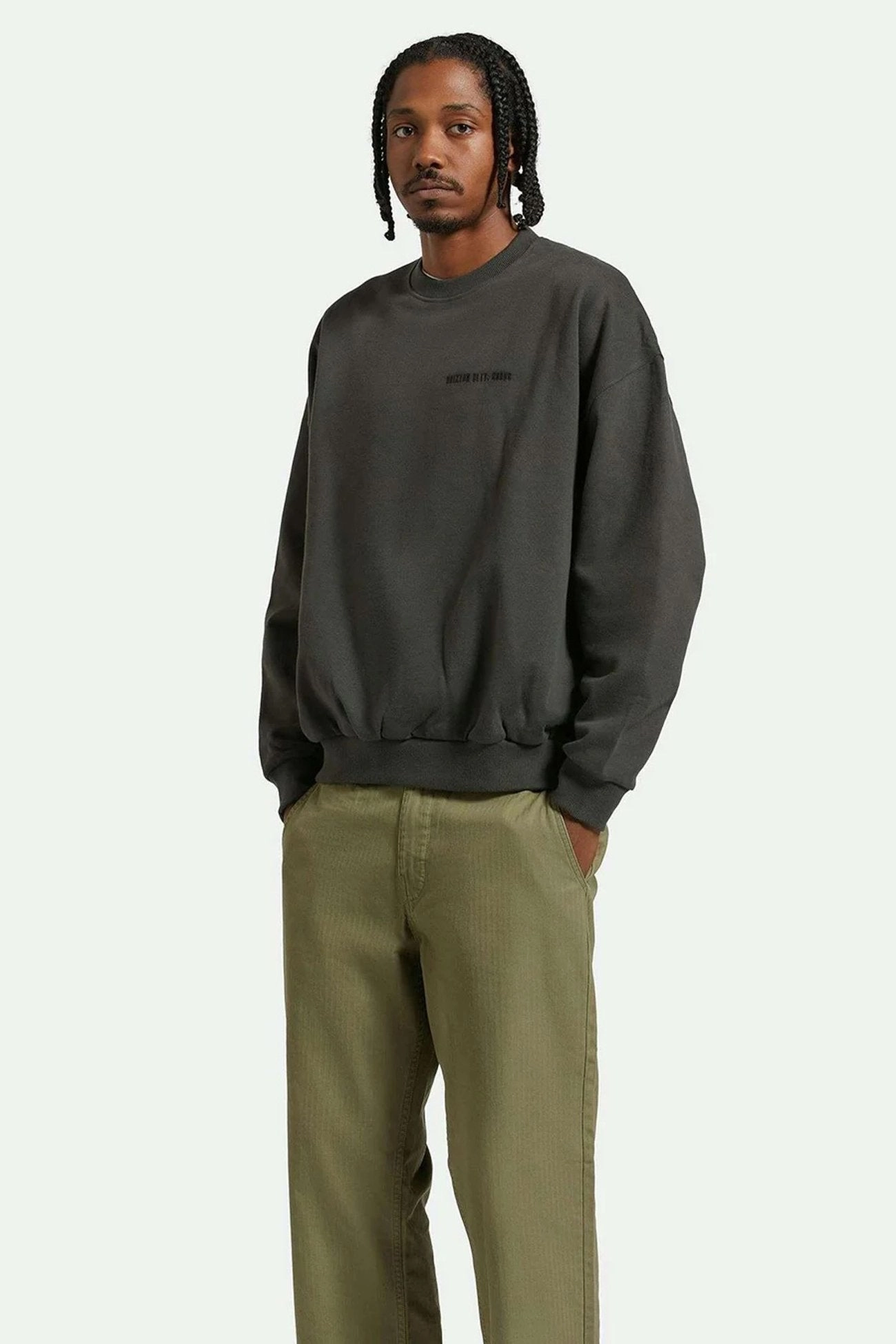 Embroidered Heavy Weight Crew Washed Black Ergonomic Seams