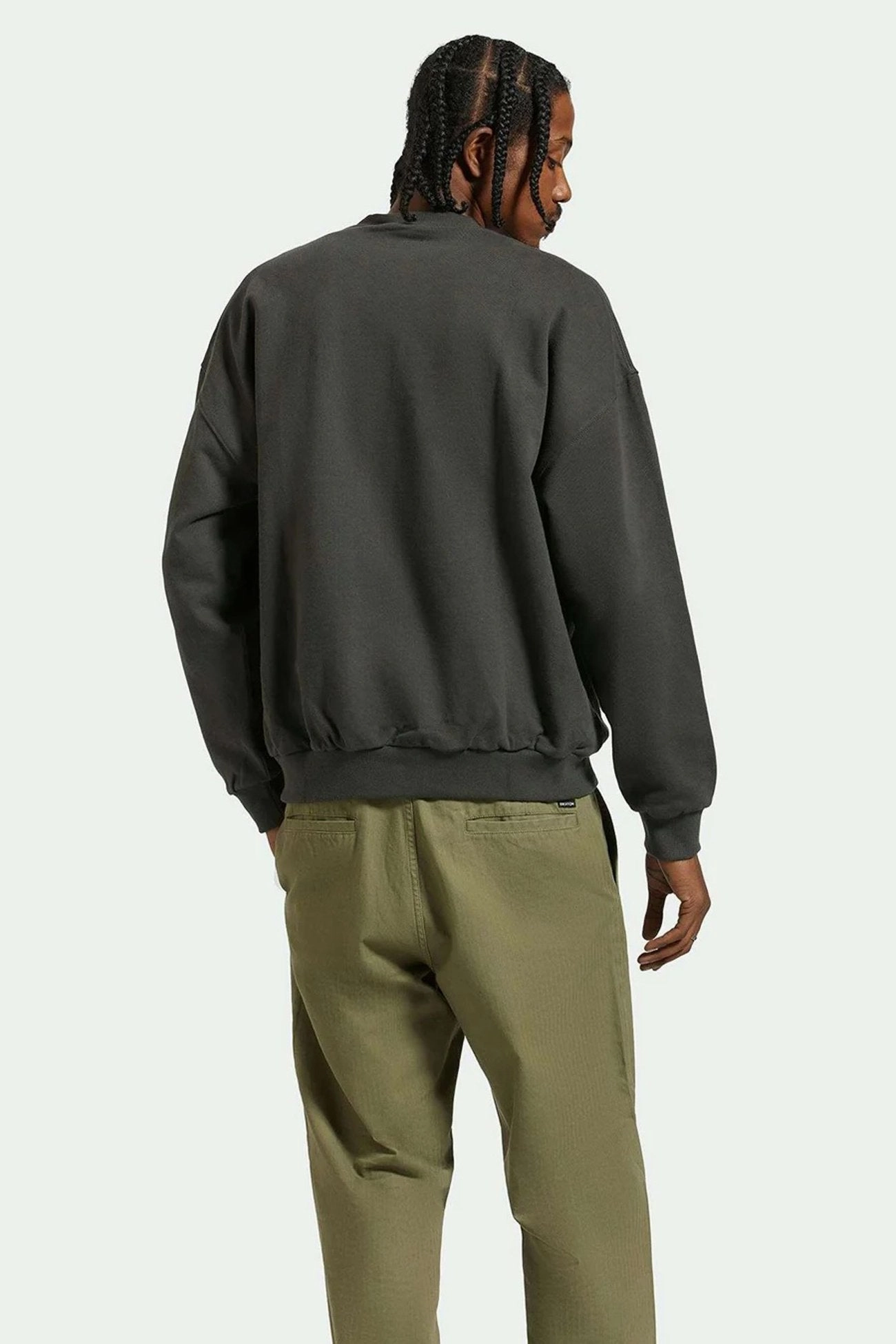 Embroidered Heavy Weight Crew Washed Black Subtle Texture