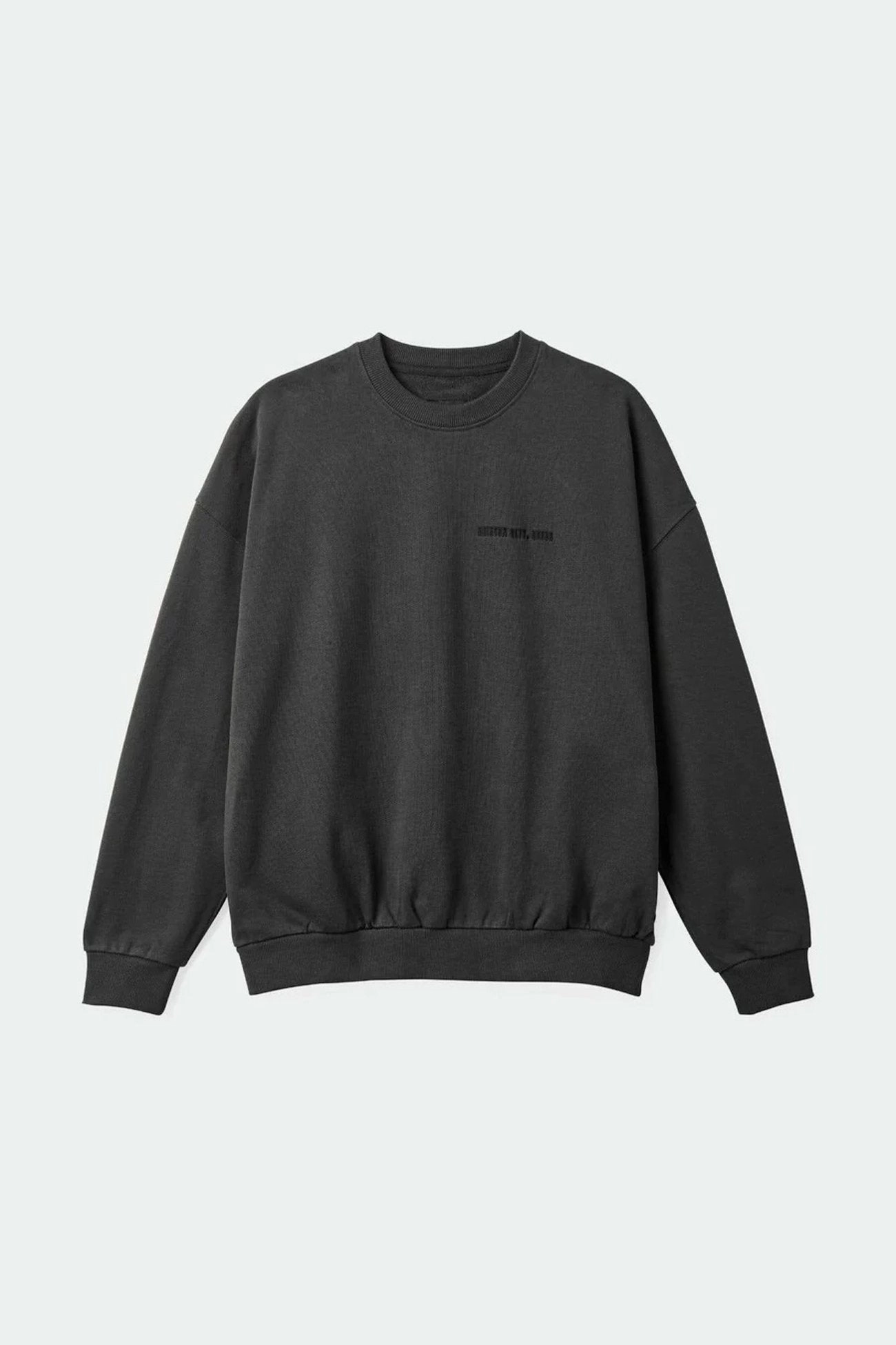 Embroidered Heavy Weight Crew Washed Black Urban Fit Look