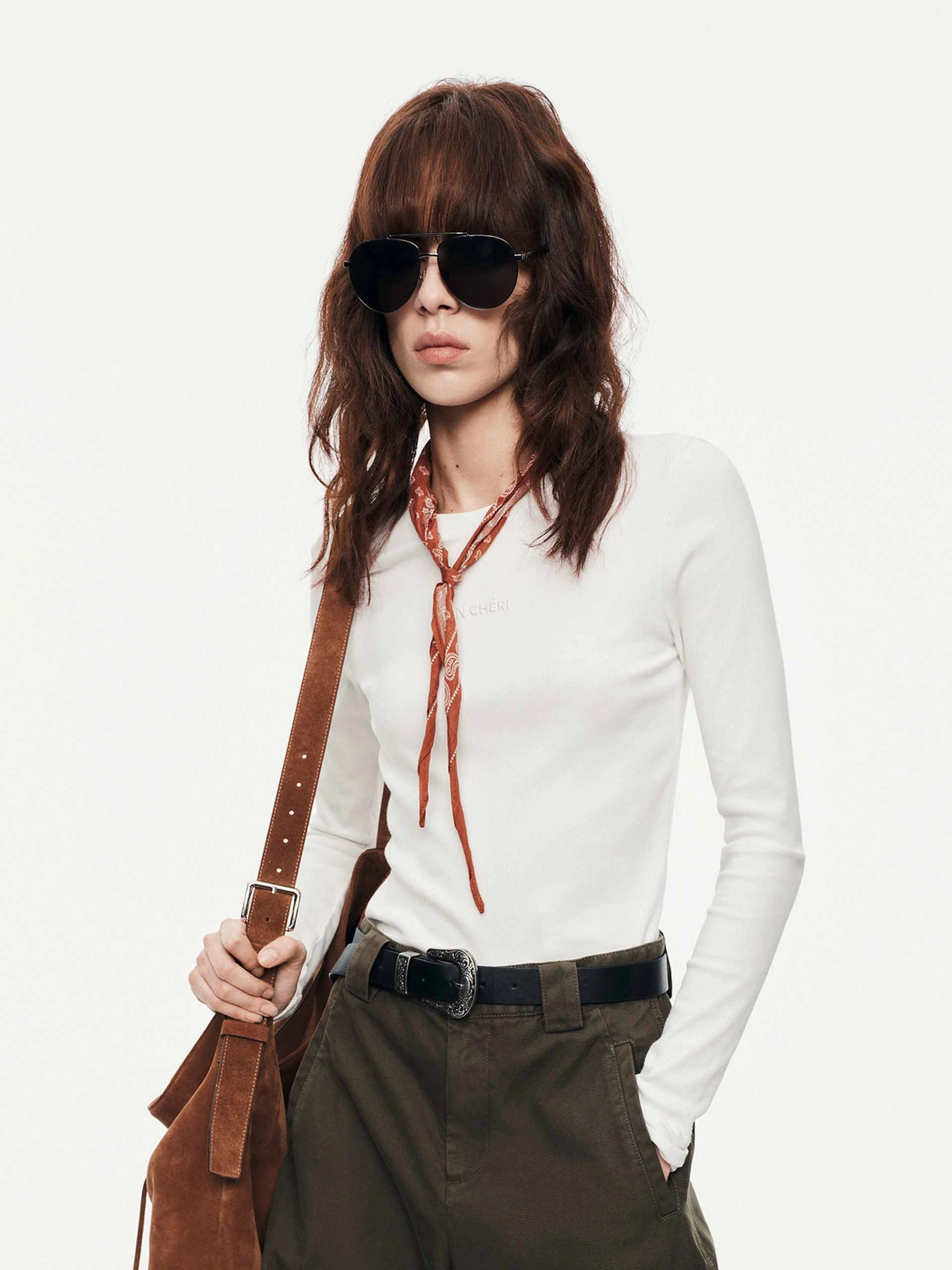 Durable Stitching Preppy Fitted Long Sleeves T-shirt