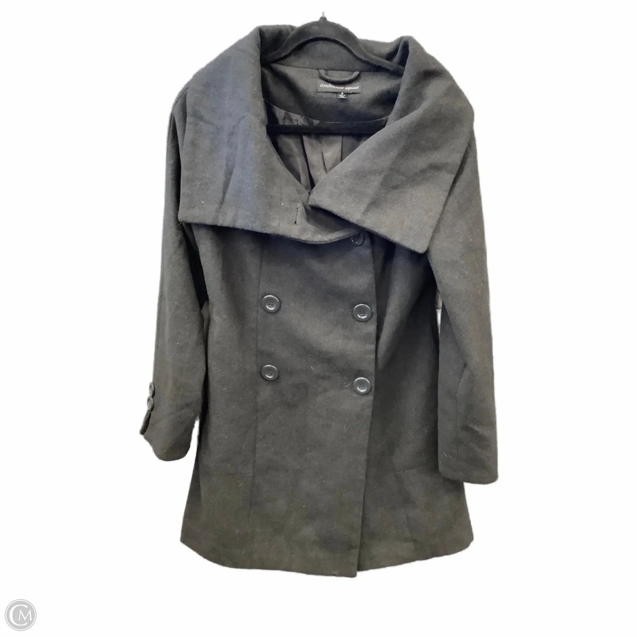 Coat Peacoat By Ambiance Apparel In Grey, Size: S Elastic hem