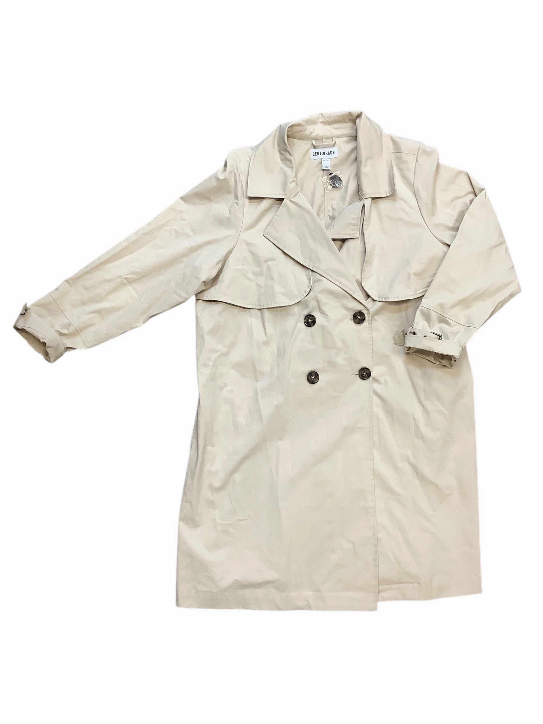 AntiStaticLayer Slim Fit Styles Coat Raincoat By Clothes Mentor In Tan, Size: Xl