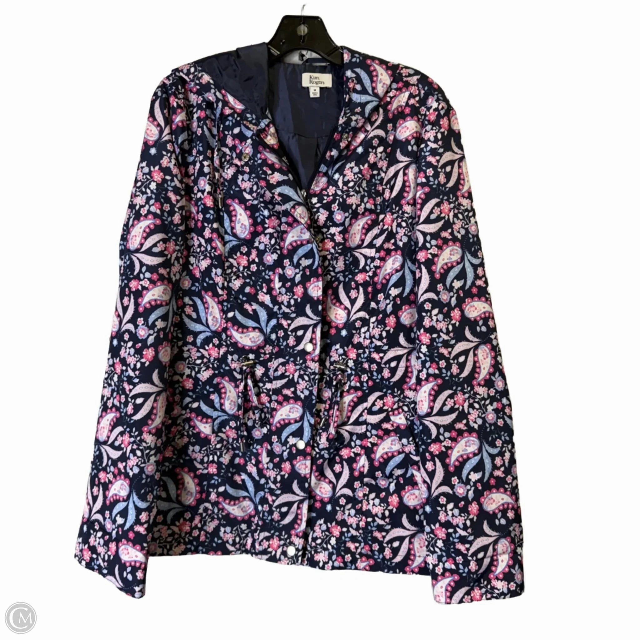 Coat Raincoat By Kim Rogers In Blue, Size: M Elasticated Waistband