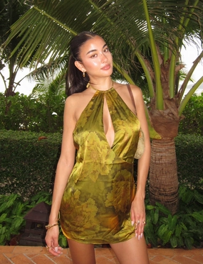 MONROE DRESS - GREEN : WATER COLOUR FLORAL Daily Casual