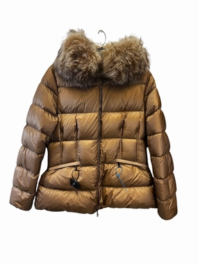 Double Layered Fabric Pocket Details Coat Luxury Designer By Moncler In Tan, Size: Xxl