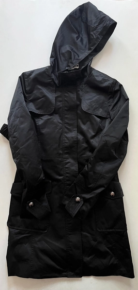 Adjustable Cuff Design Water Repellent Fabric Coat Parka By Jessica Simpson In Black, Size: S