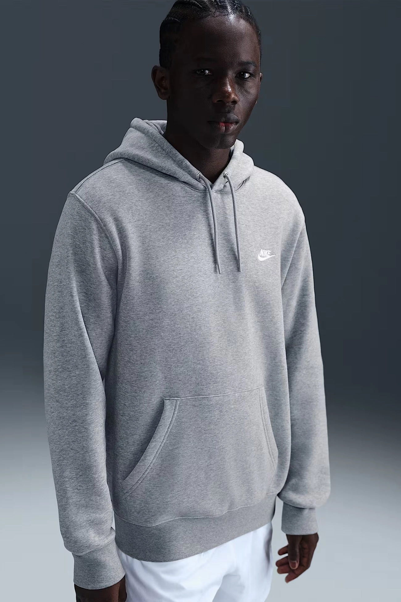 Two Tone Design Nike Club BB Pullover Fleece Hoodie Dark Grey Heather Light Smoke Grey White