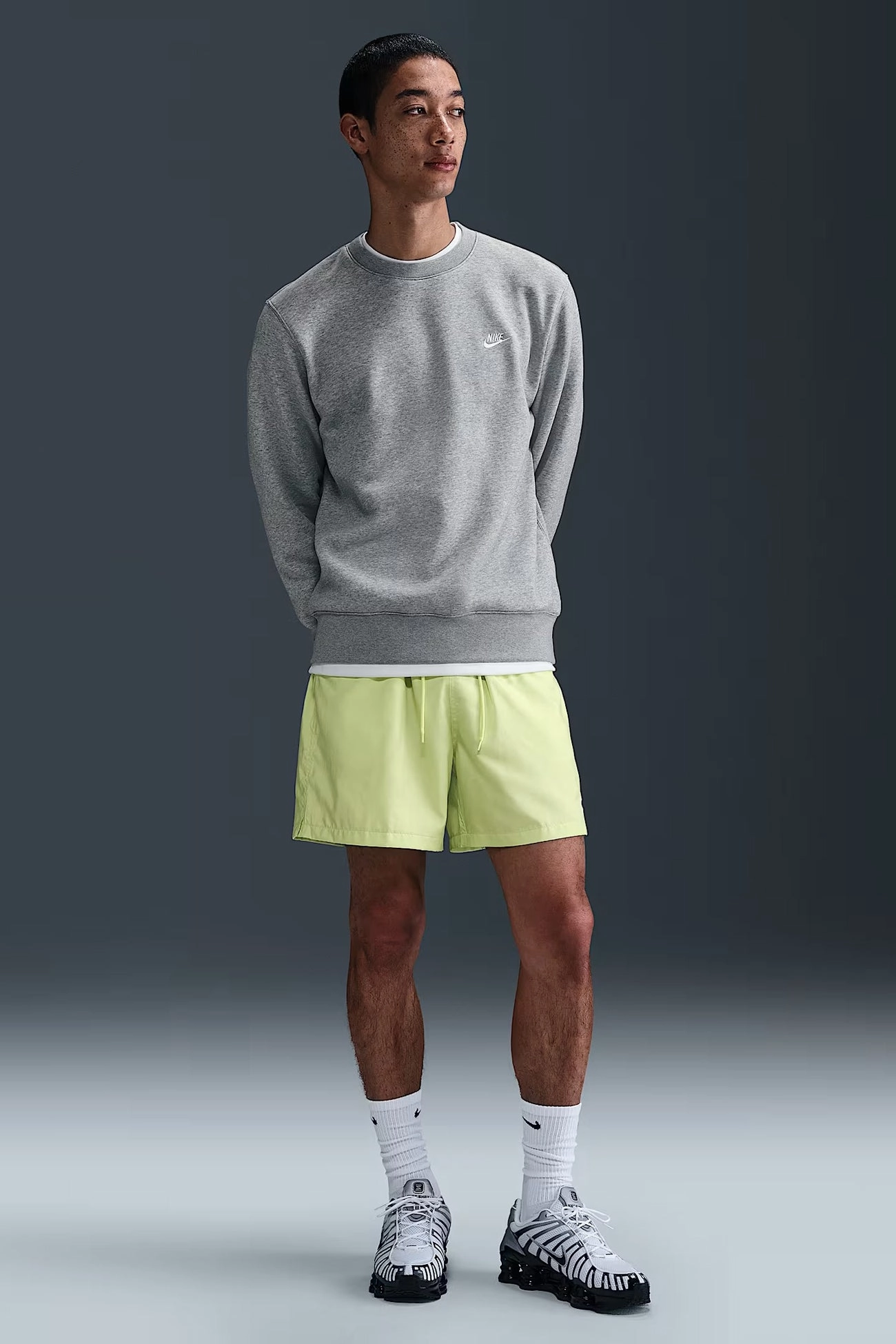 Magnetic Closure Options Nike Club Fleece Crew Dark Grey Heather White