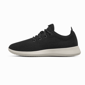 Odor Resistant Insole High Mobility Men's Wool Runner - True Black (Cream Sole)