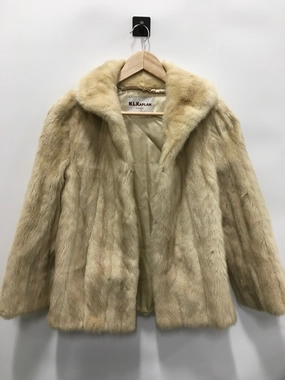 Coat Fur By N.L.KAPLAN  In Tan, Size: S ReinforcedElasticHem