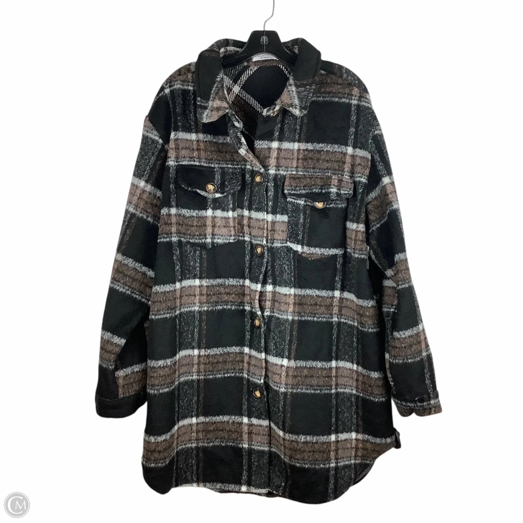 Coat Other By Chicsoul In Plaid Pattern, Size: 3x Low Profile Collar