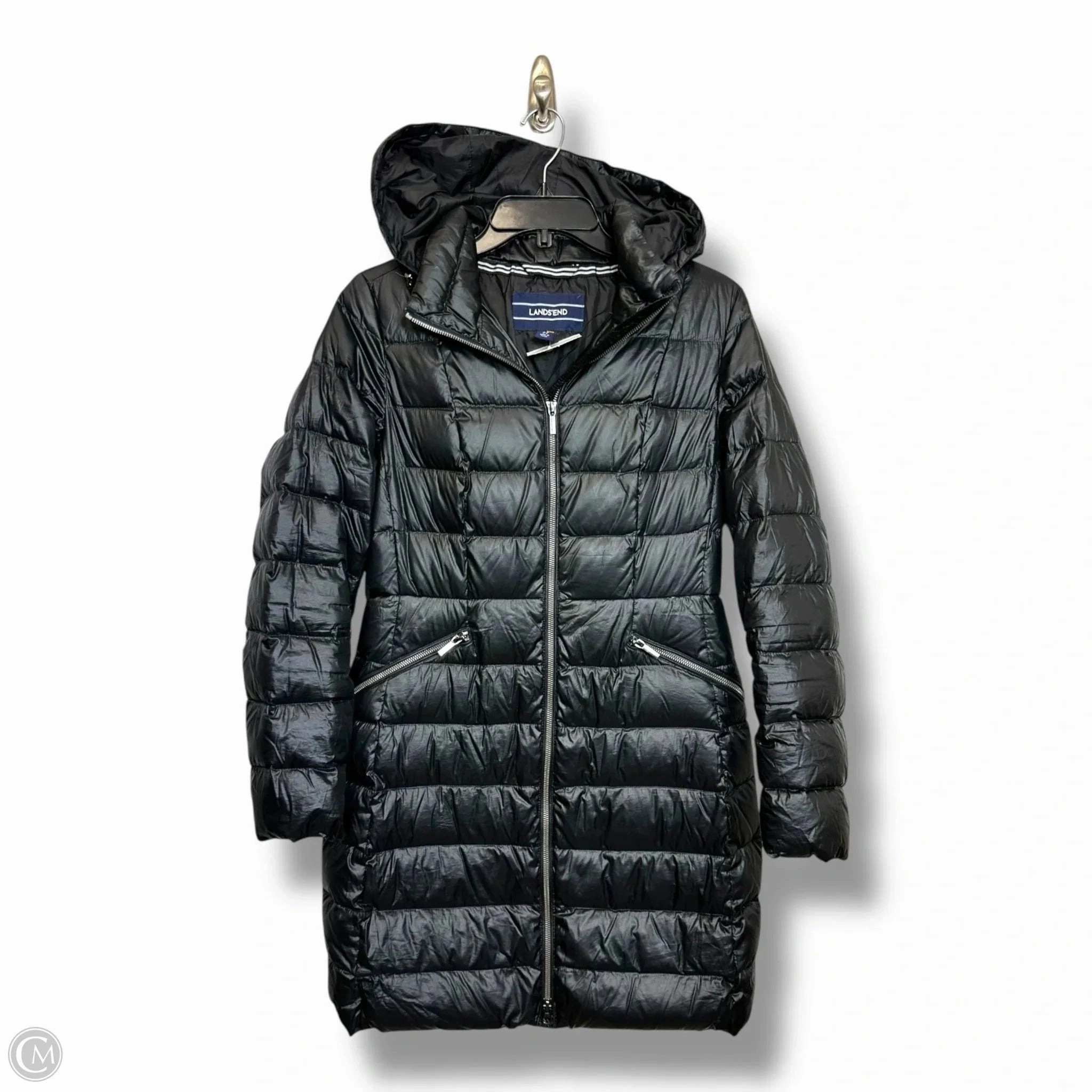 Slim Silhouette Subtle Texture Coat Puffer & Quilted By Lands End In Black, Size: Xs
