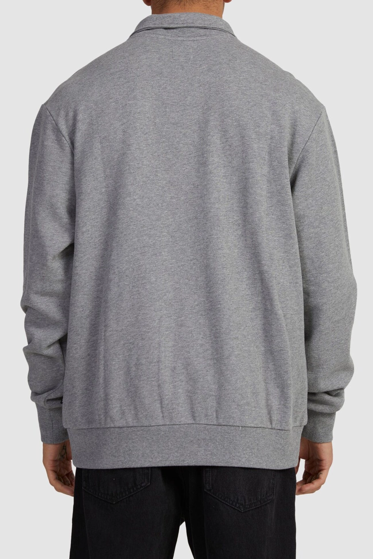 Mini Flipped Half Zip Grey Marle Office Wear Durable AbrasionResistant Panels