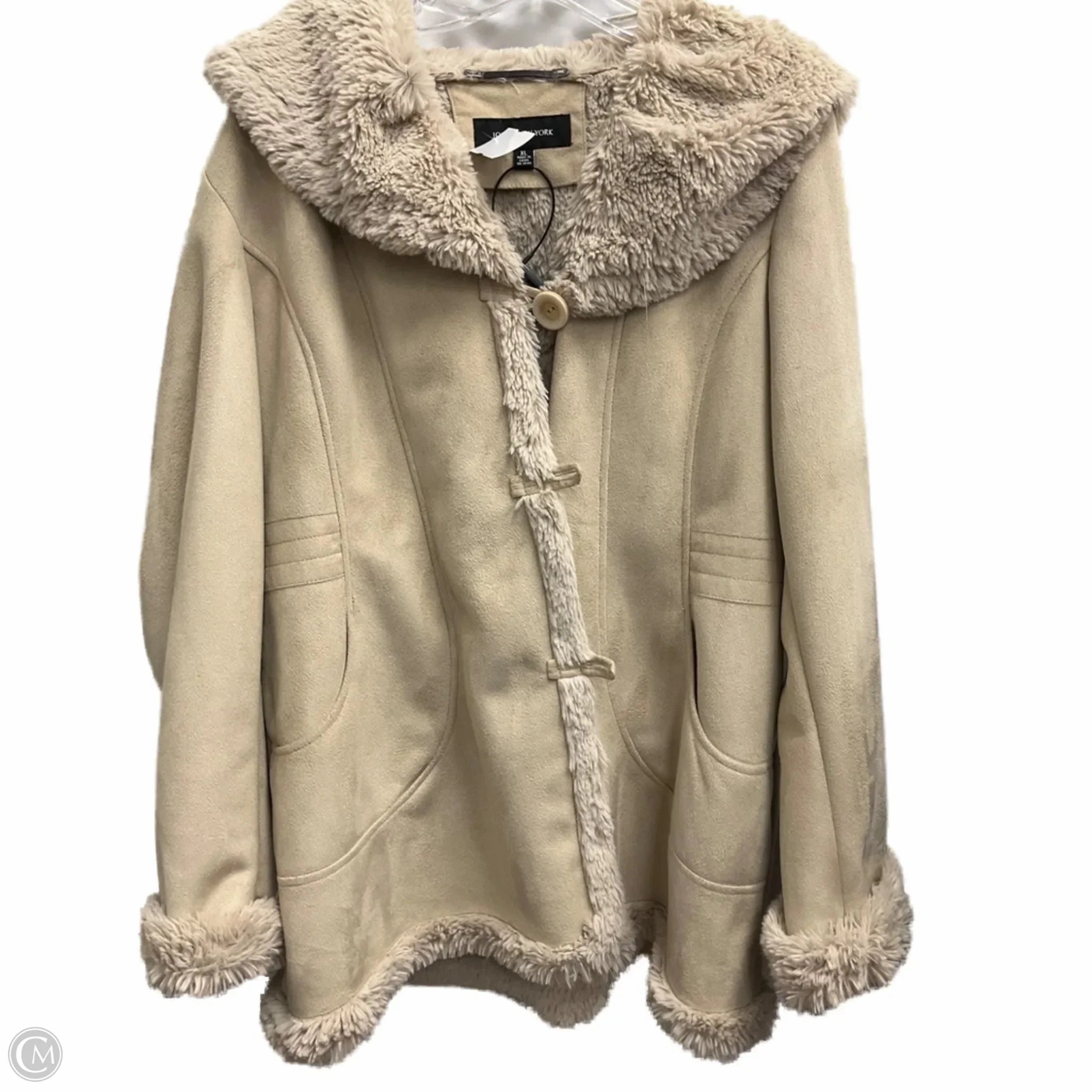 360?? Visibility Coat Faux Fur & Sherpa By Jones New York In Beige, Size: Xl