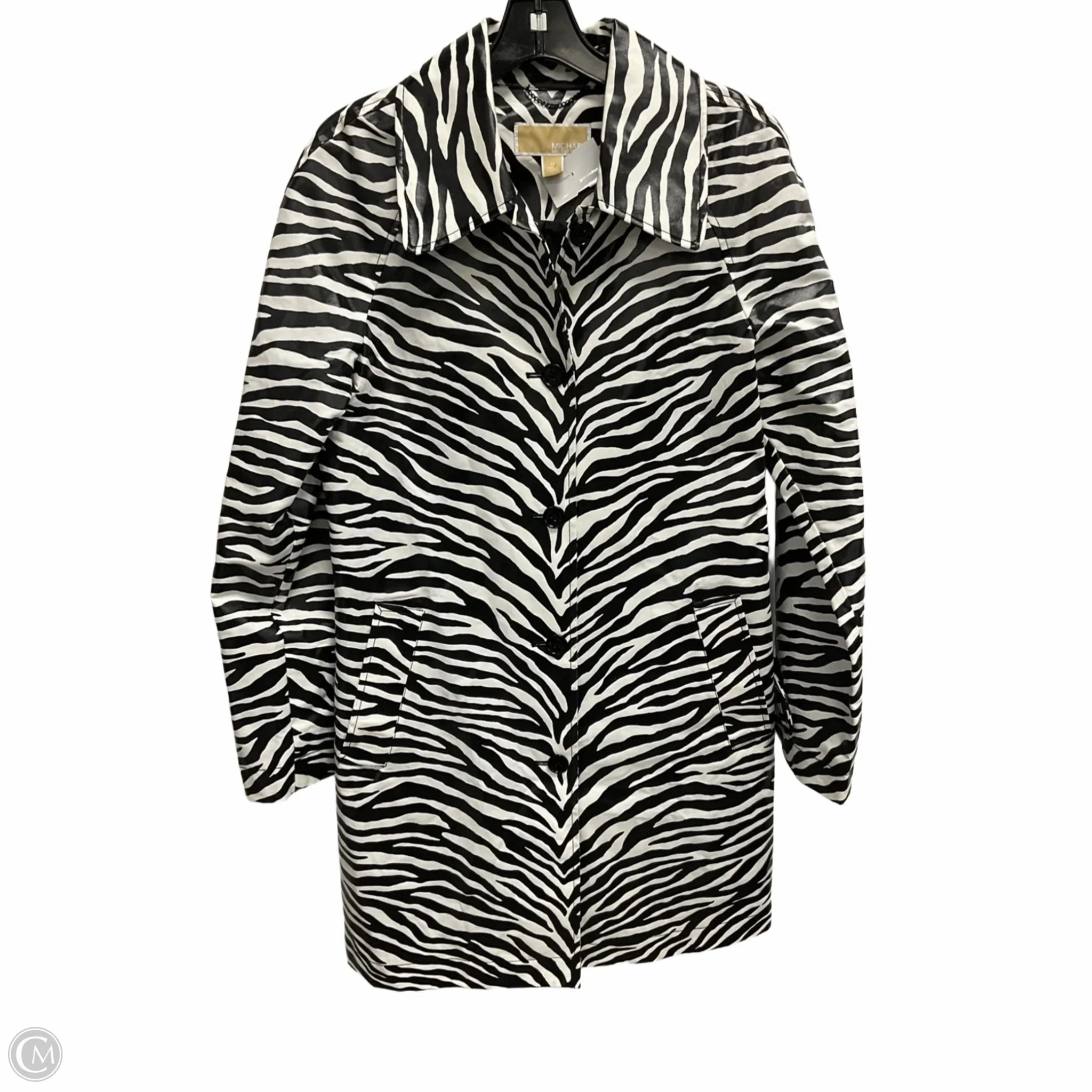 Contoured Back Panel Coat Raincoat By Michael By Michael Kors In Zebra Print, Size: M