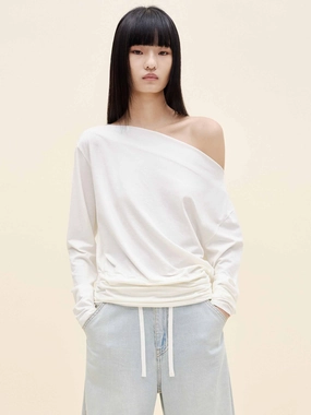 Off Shoulder Pleated T-shirt Quick Change