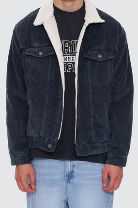 Reflective accents Oversized Sherpa Wanderer Cord Jacket Ebony