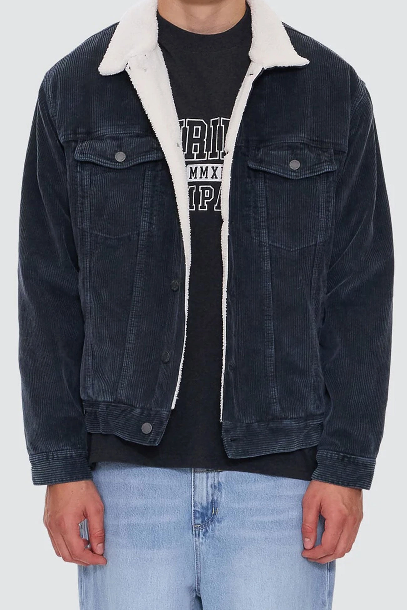 Reflective accents Oversized Sherpa Wanderer Cord Jacket Ebony