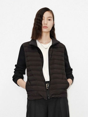 Paneled Detail Down Jacket Smooth Zipper Track