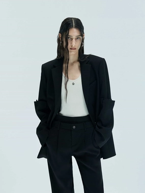 Paneled Detail Tailored Blazer Cool Tone