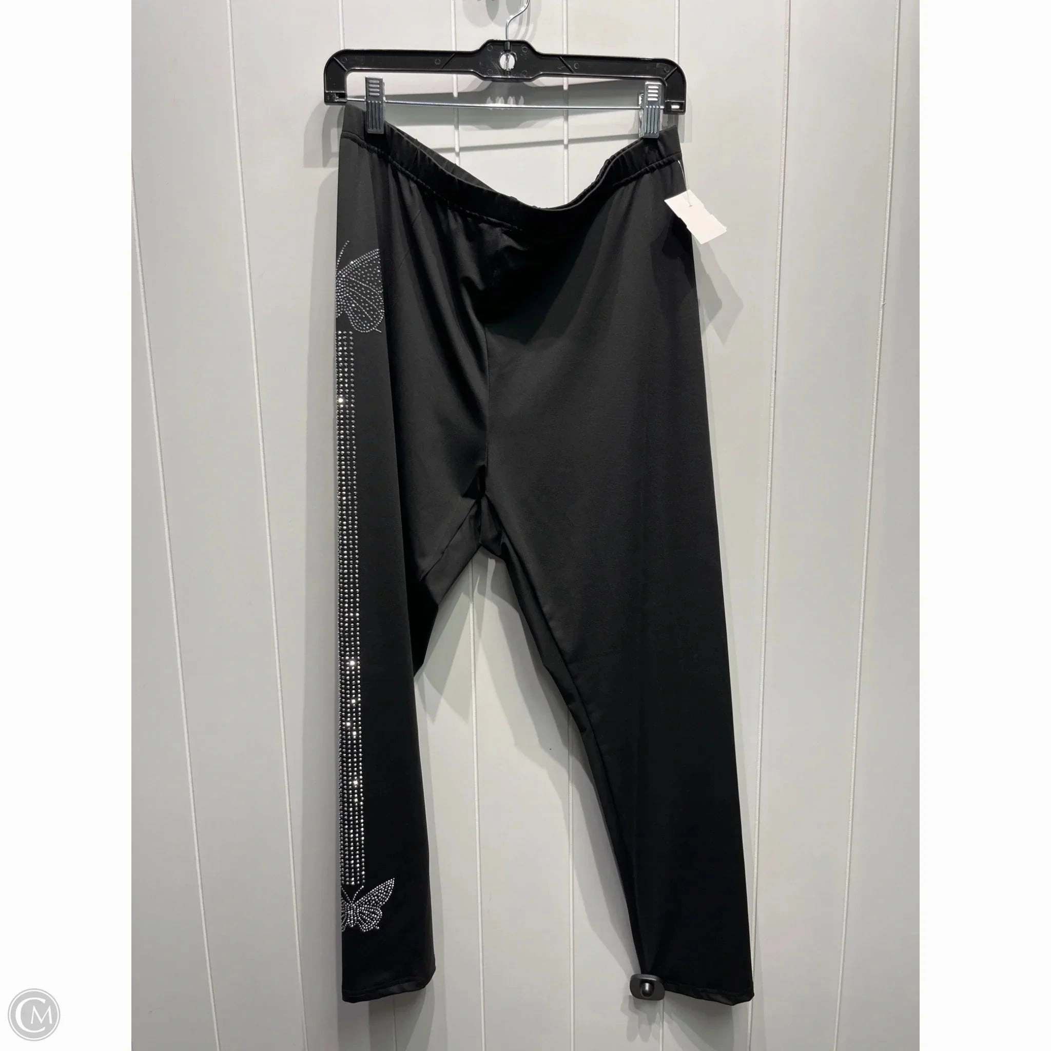 Squat Proof Summer Wear Soft and Flexible Pants Leggings By Amazon Essentials In Black & Silver, Size: 2x