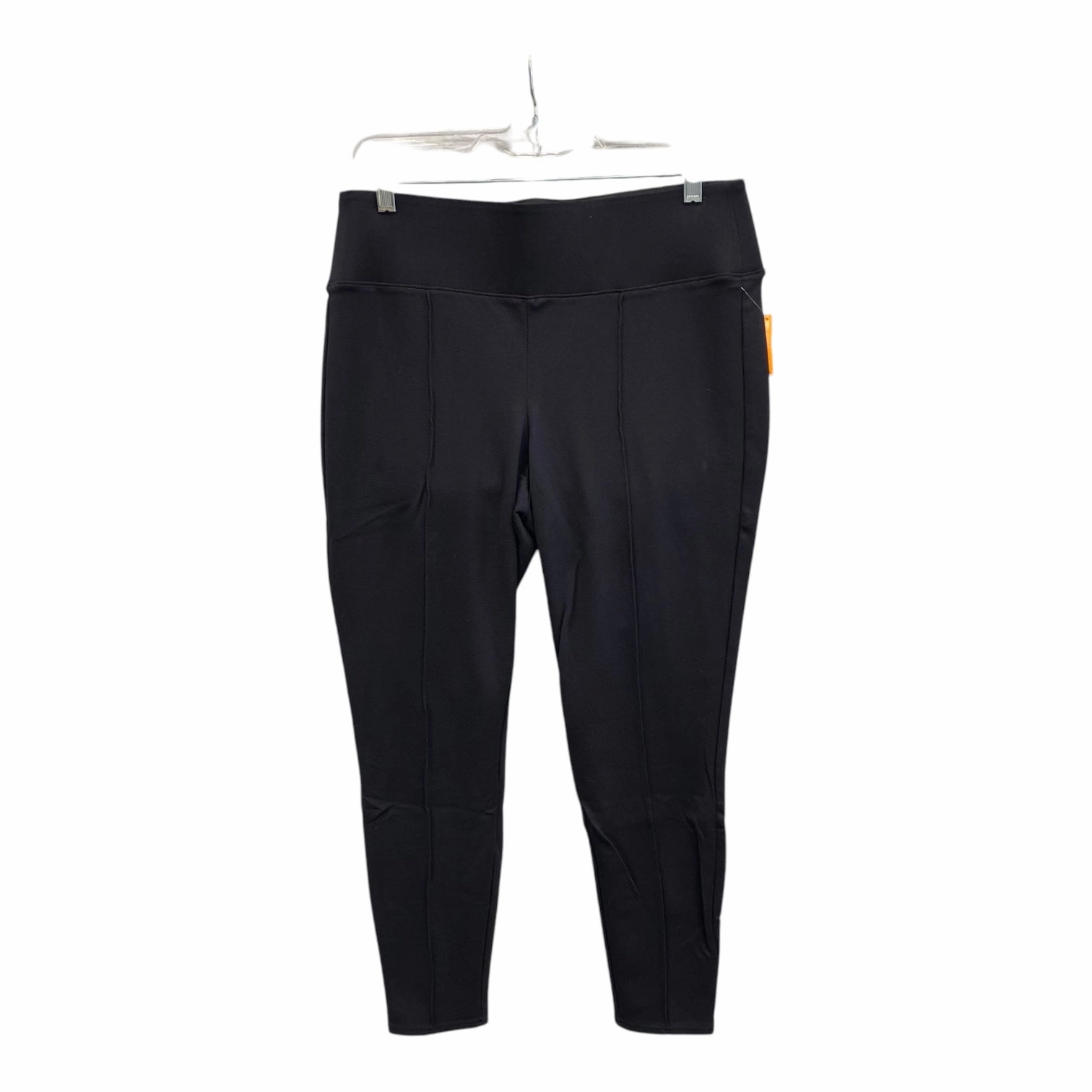 Minimal Design Flattering Waist Fit Pants Leggings By Nine West In Black, Size:14