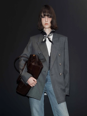 Breathable Outer Shell Pinstriped Structured Blazer