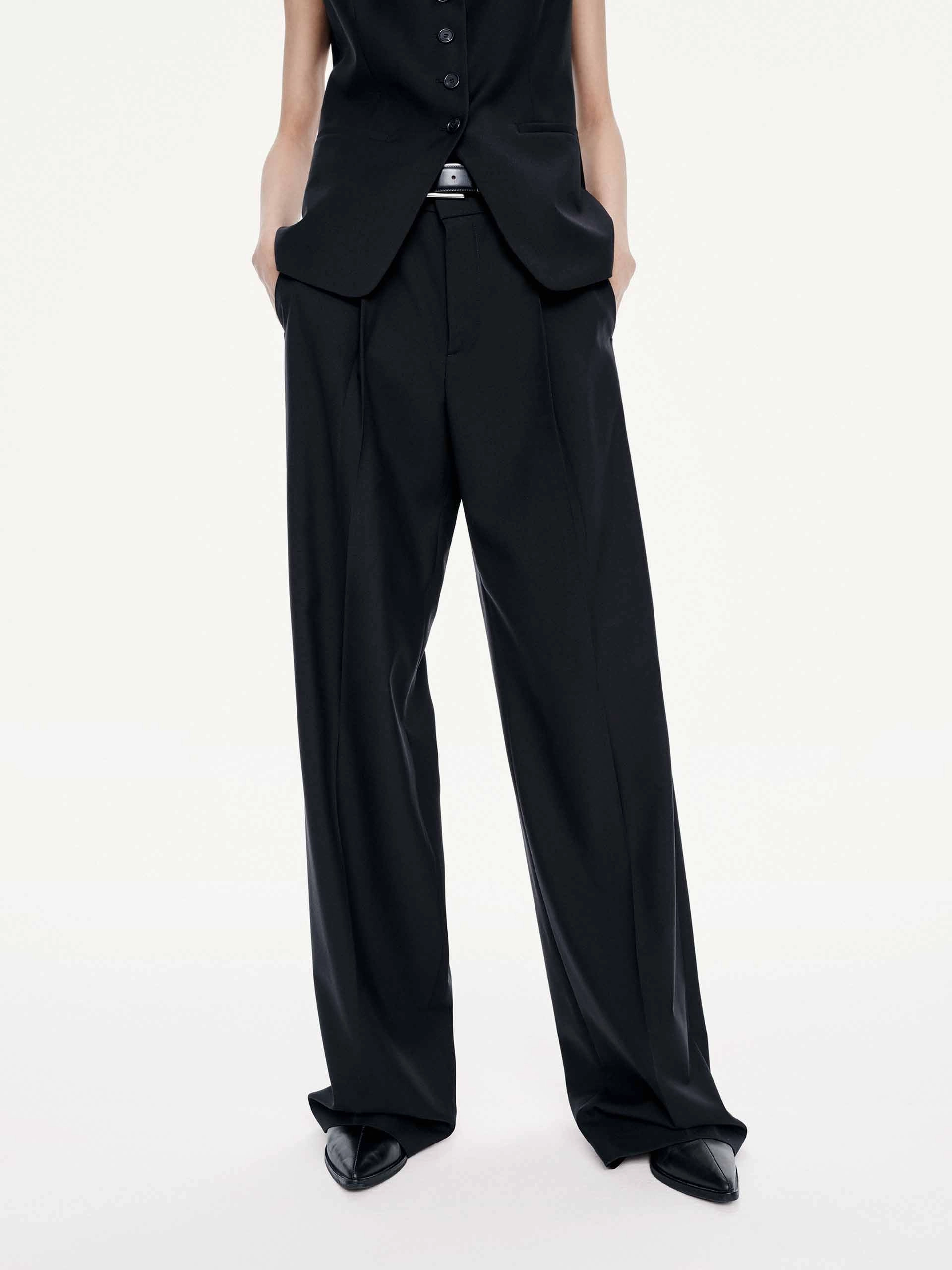 Pleated Straight Trousers Polished Look