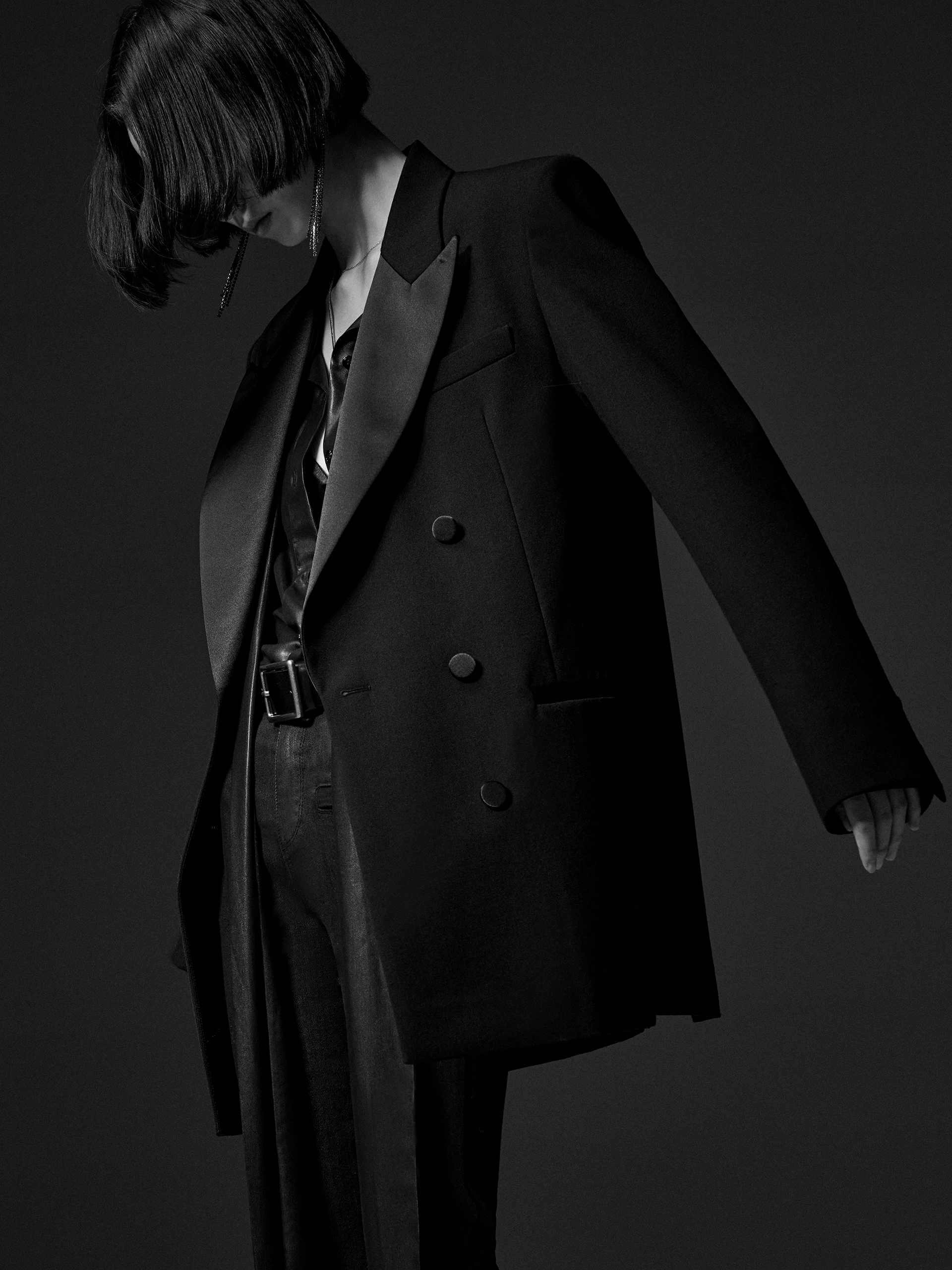 Satin Collar Tailored Blazer Tailored Silhouette CompactPacking