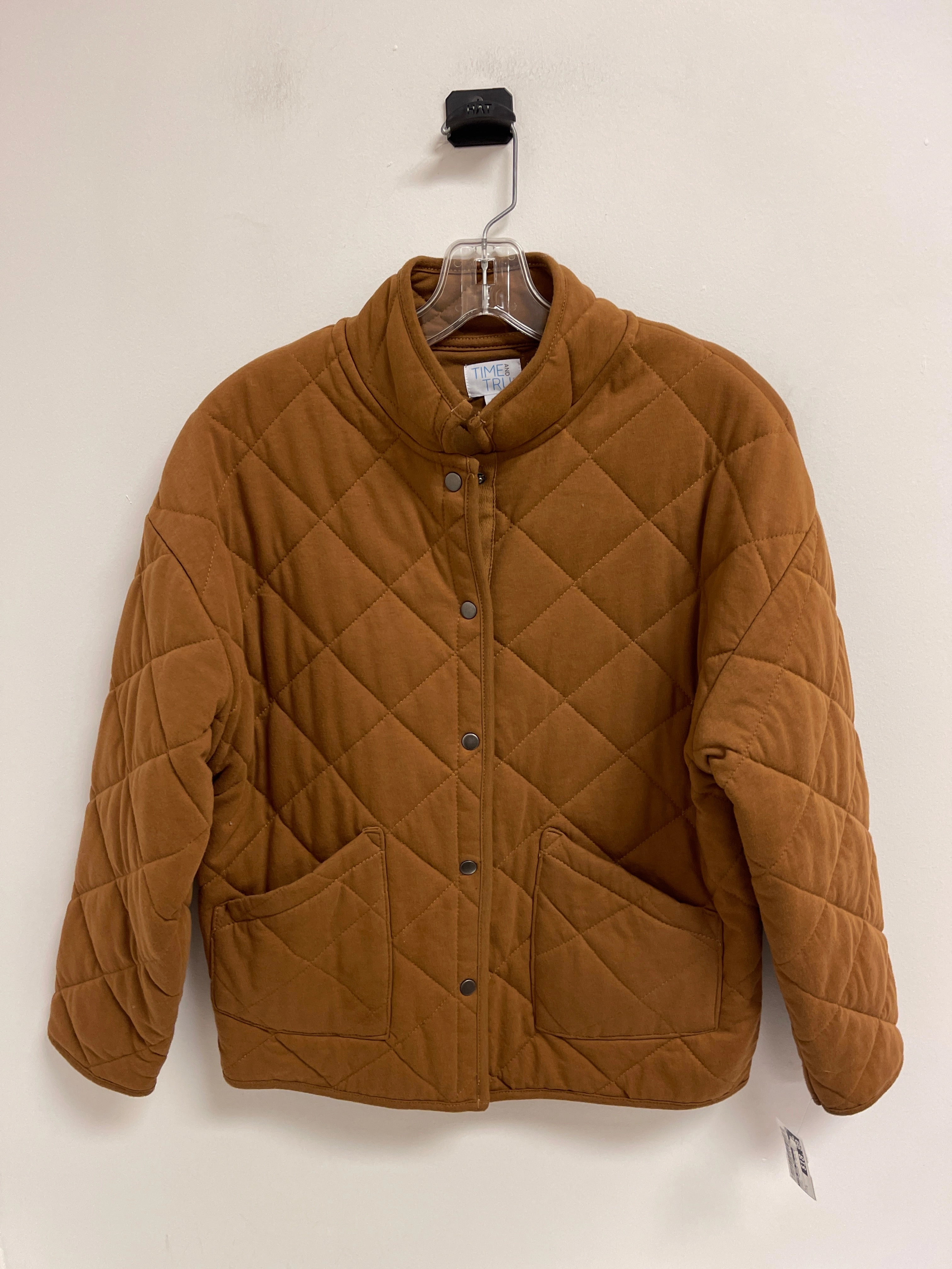 Easy Fit Coat Puffer & Quilted By Time And Tru In Brown, Size: S