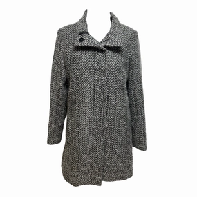 Layered Collar Coat By Banana Republic In Black & Grey, Size: S