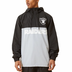Clean Street Look New Era Mens Las Vegas Raiders NFL 1/2 Zip Windbreaker Jacket - Black/Grey