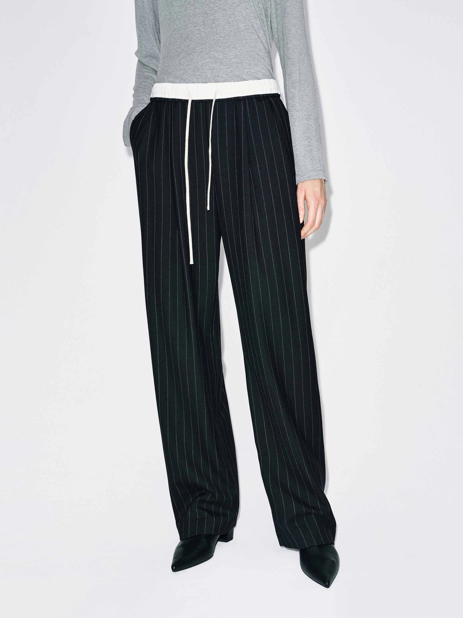 Pinstripe Drawstring Trousers Urban appeal