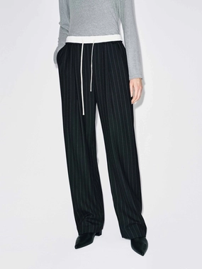 Pinstripe Drawstring Trousers Urban appeal