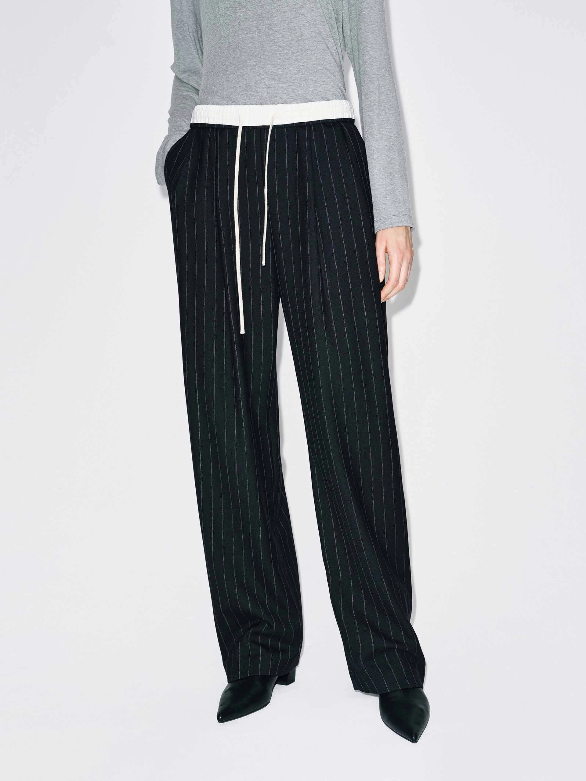 Effortless Layer All Day Use Pinstripe Drawstring Trousers