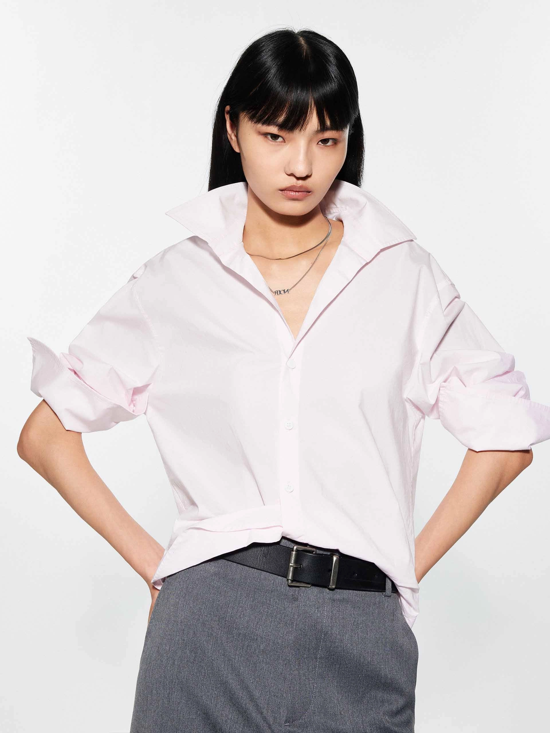 Pure Color Cotton Shirt Work Appropriate
