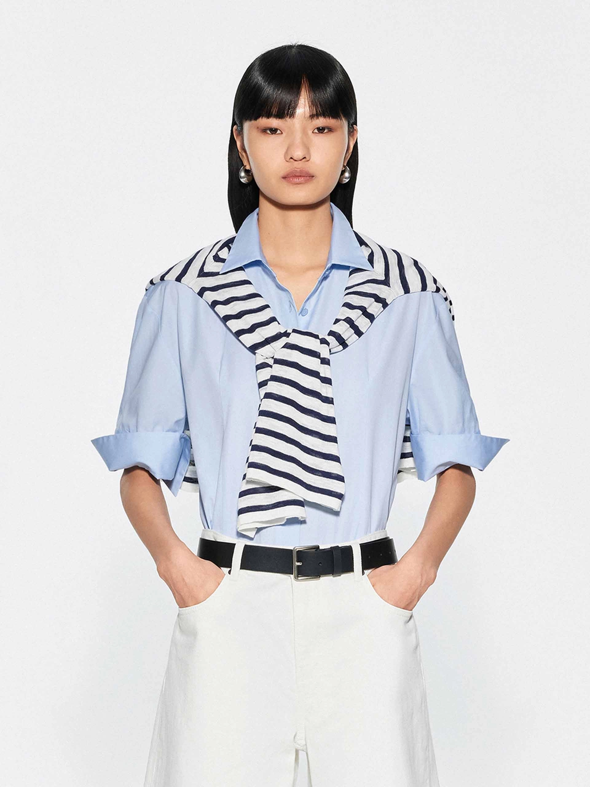First Date Pure Color Cotton Shirt