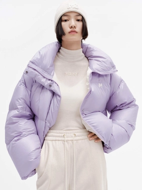 Puff Padded Cropped Jacket Long Length FadeResistant Print