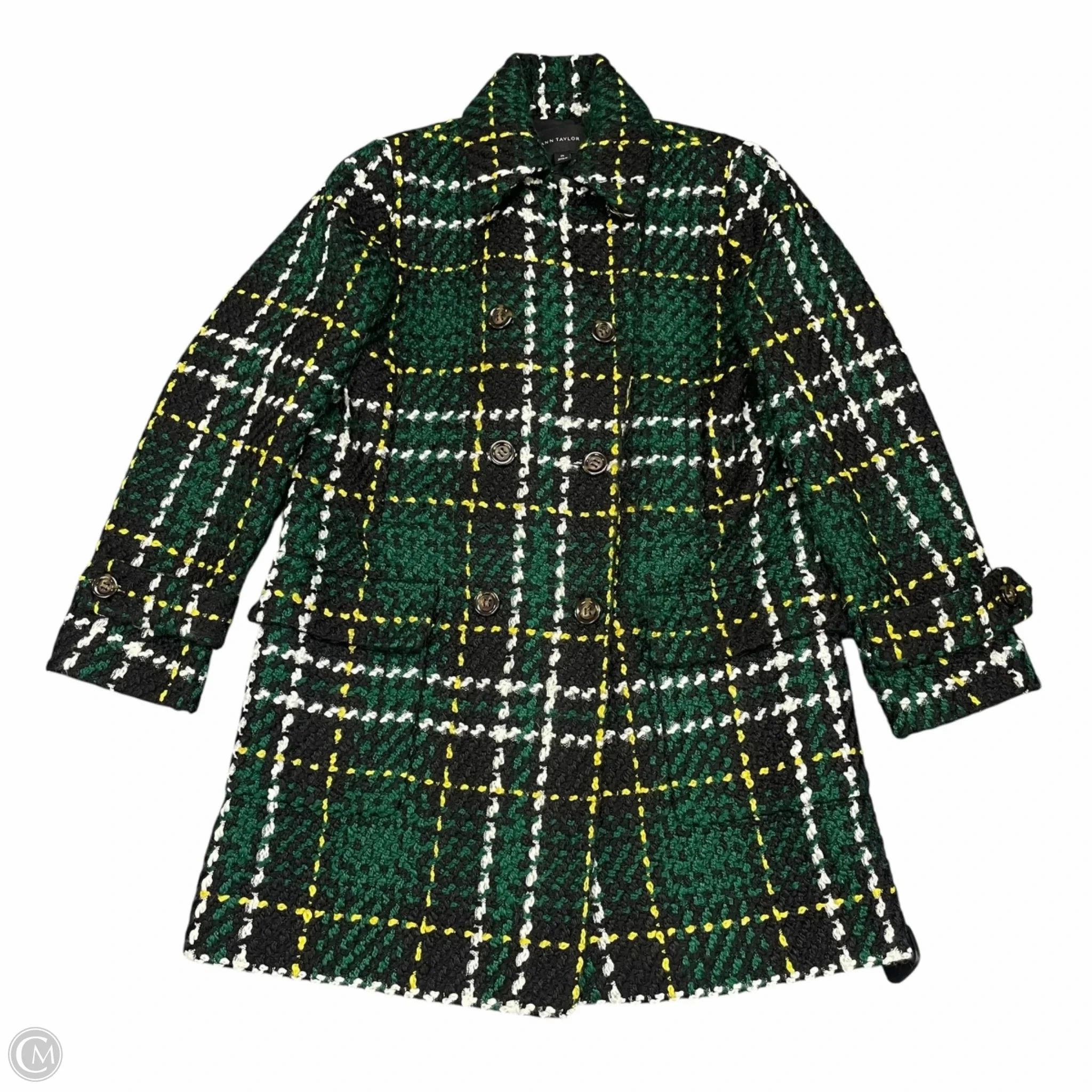 Multi Pocket Utility Coat Peacoat By Ann Taylor In Black & Green, Size: Xs