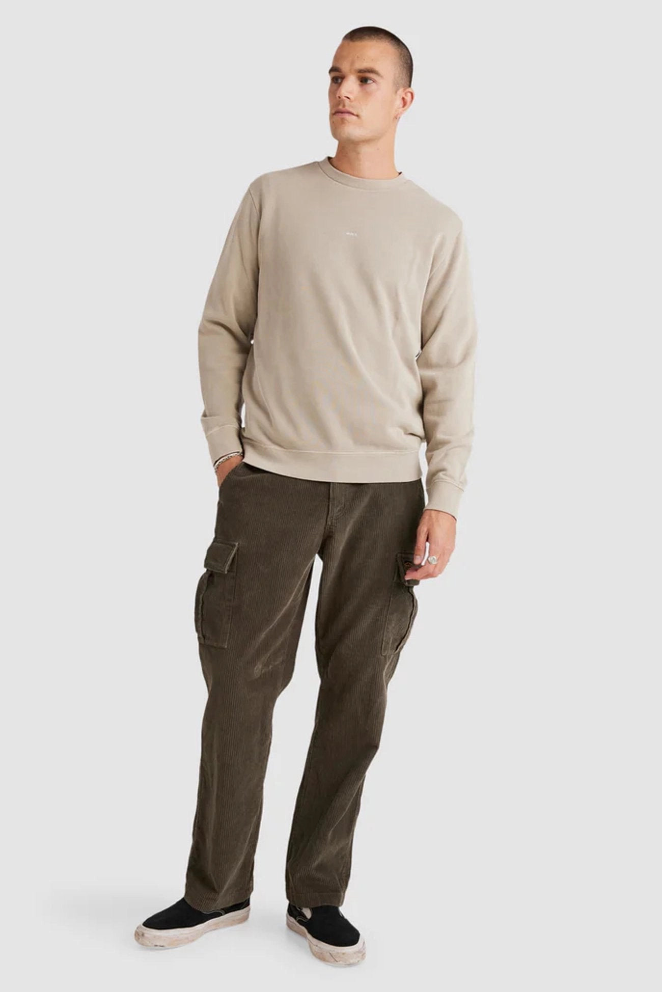 RVCA Smalls Crew Light Khaki Clean Lines
