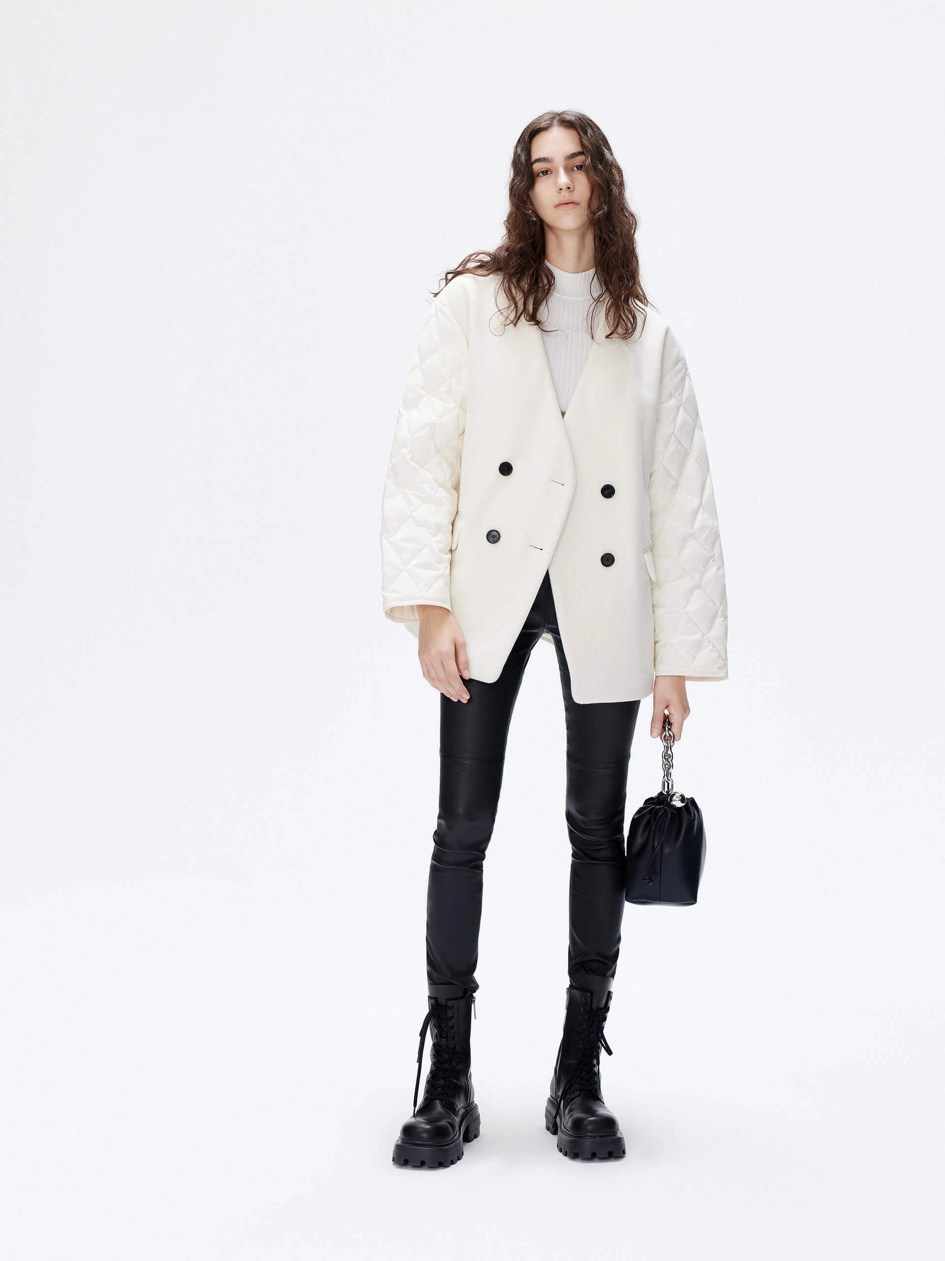 Tailored Cut Style V-neck Quilted Shell Jacket