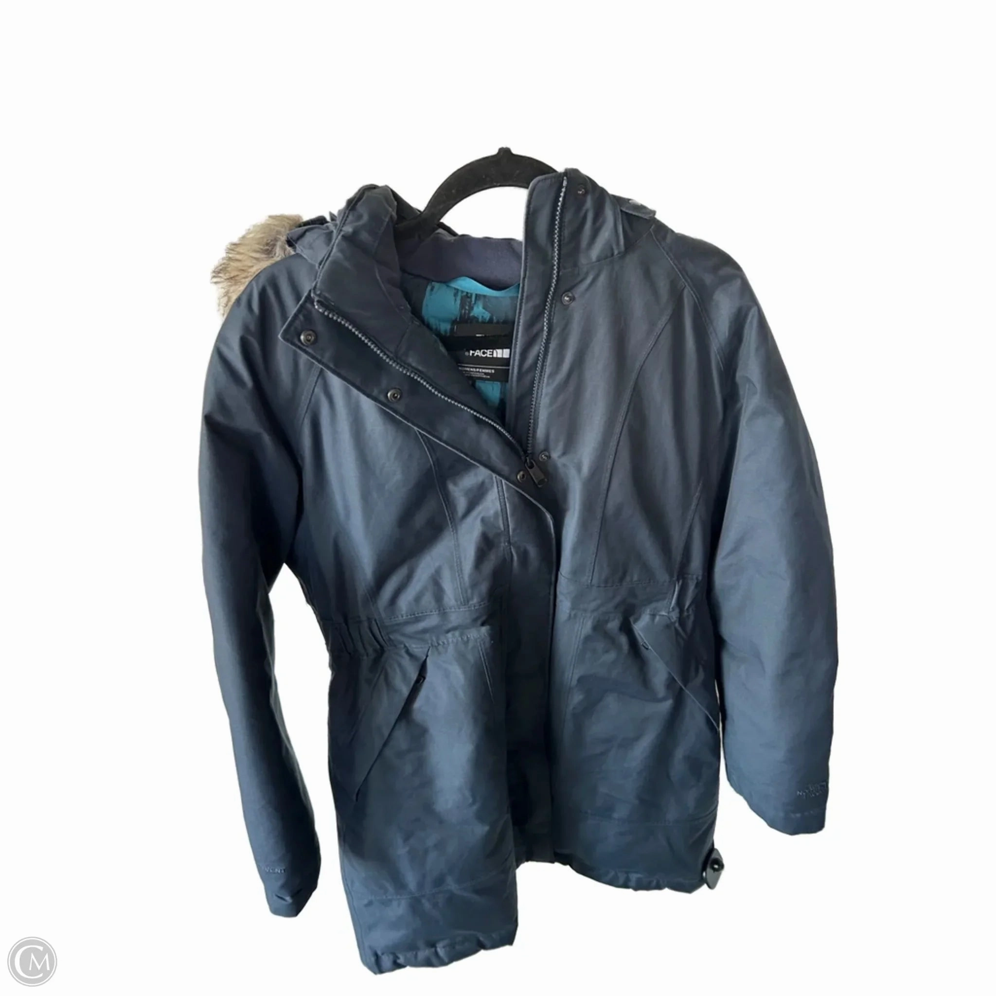 Coat Parka By The North Face In Blue & Grey, Size: L Cotton Twill