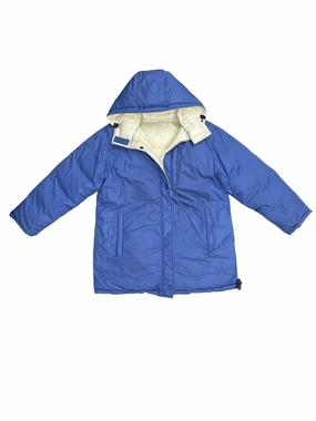Oversized Fit Clean Silhouette Coat Puffer & Quilted By Lands End In Blue & Cream, Size: M
