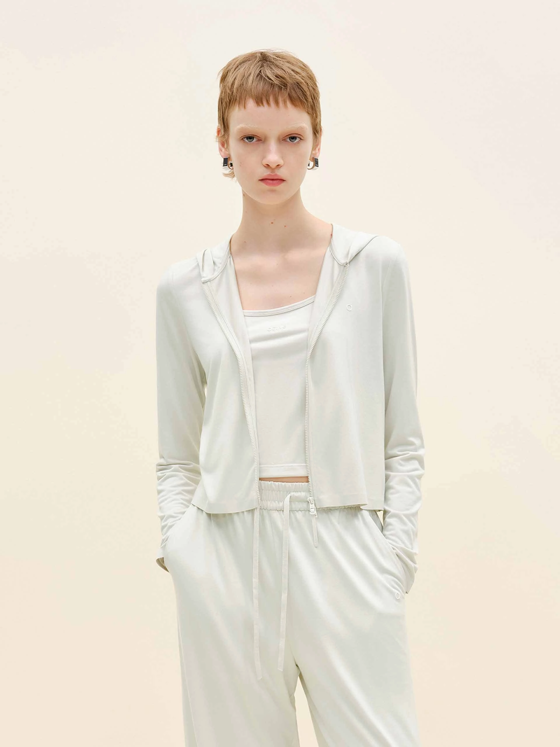 Cropped Long Sleeves Coat Calm Day Fit Thermoregulating Lining