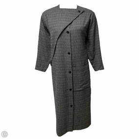 Elastic Binding Vintage Wool Crossover Coat By Christian Aujard In Black & White, Size: 8